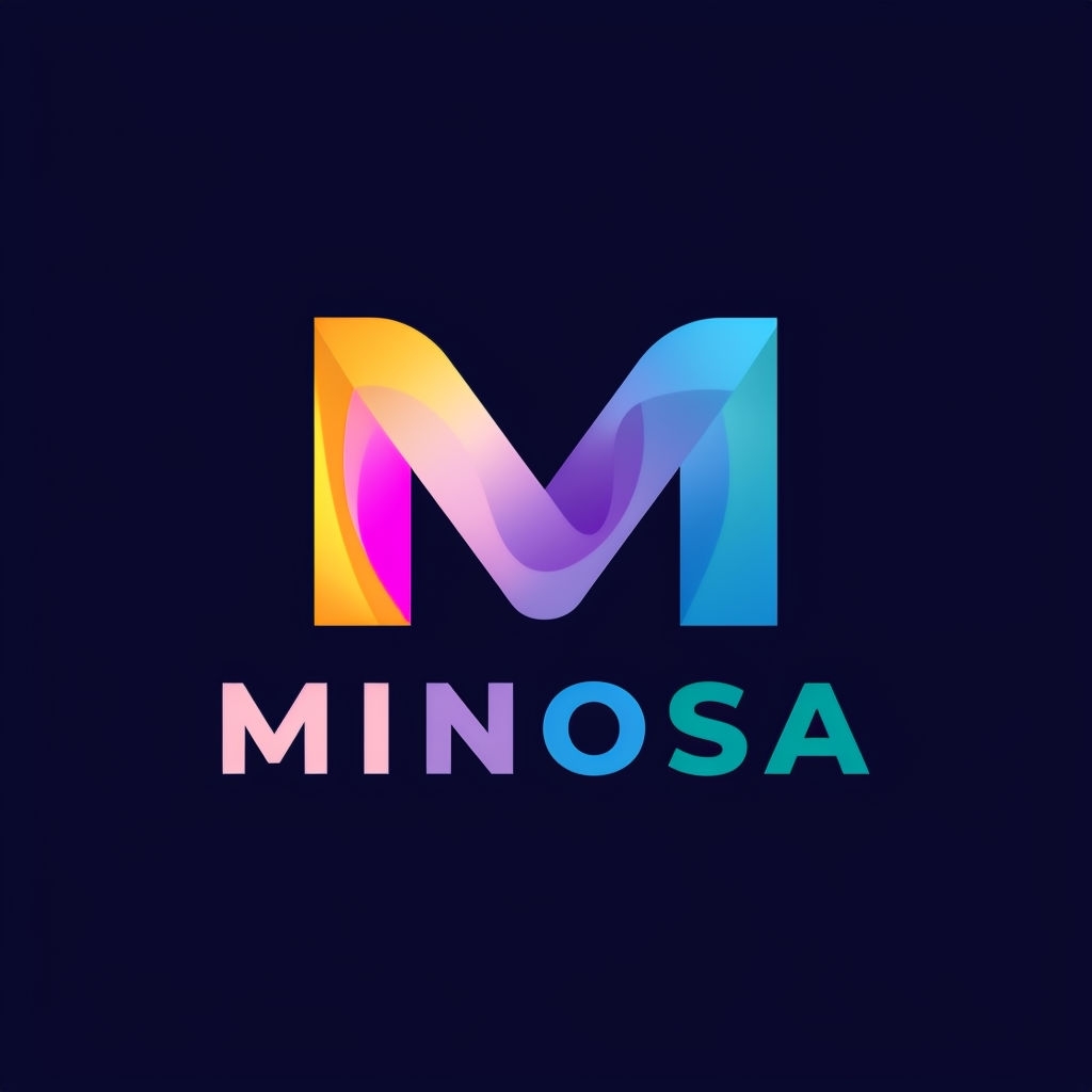 Vibrant Modern M Logo Design with MINOSA Branding Logo