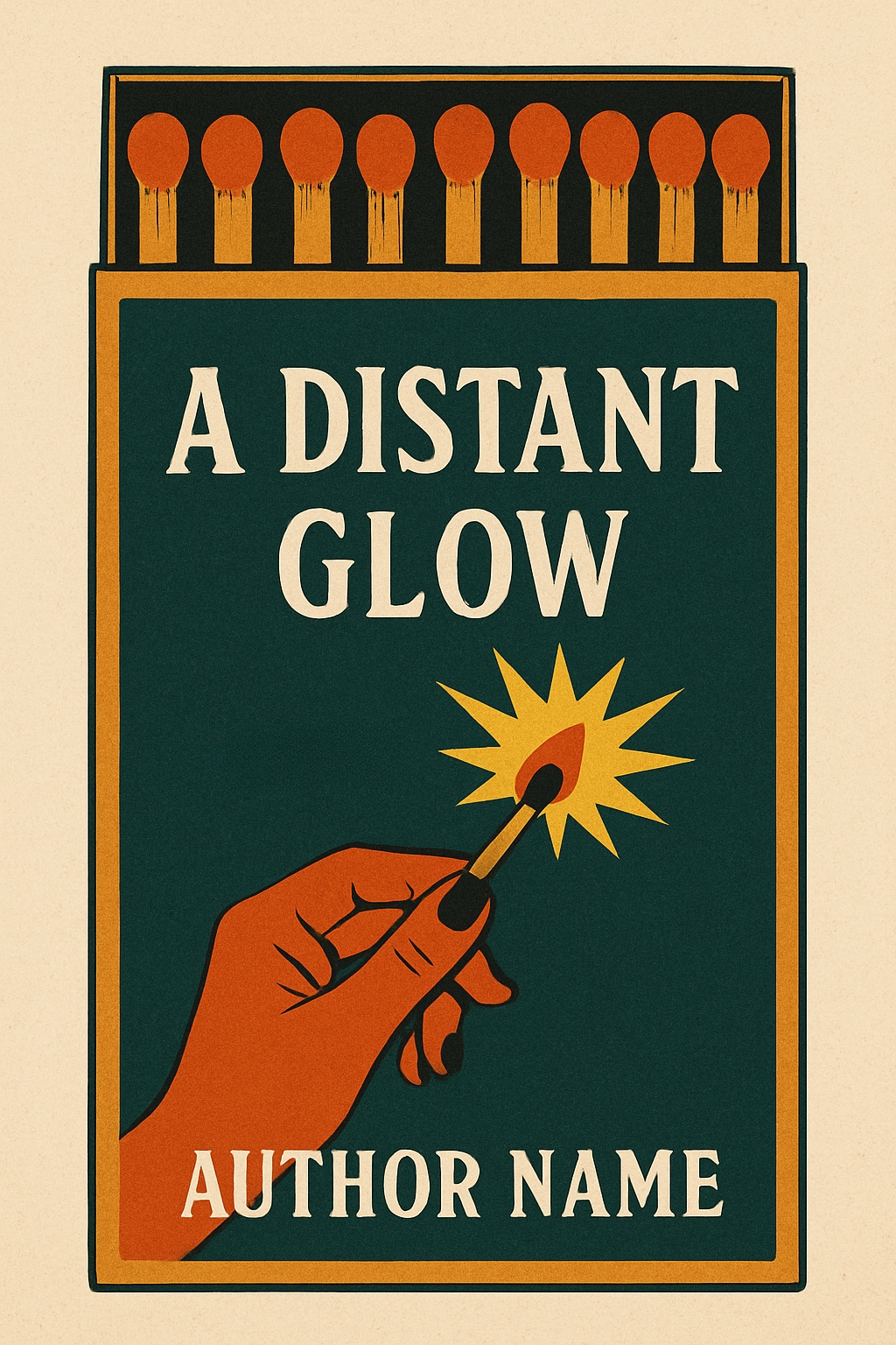 A Distant Glow Retro Matchbox Illustration for EBook Cover
