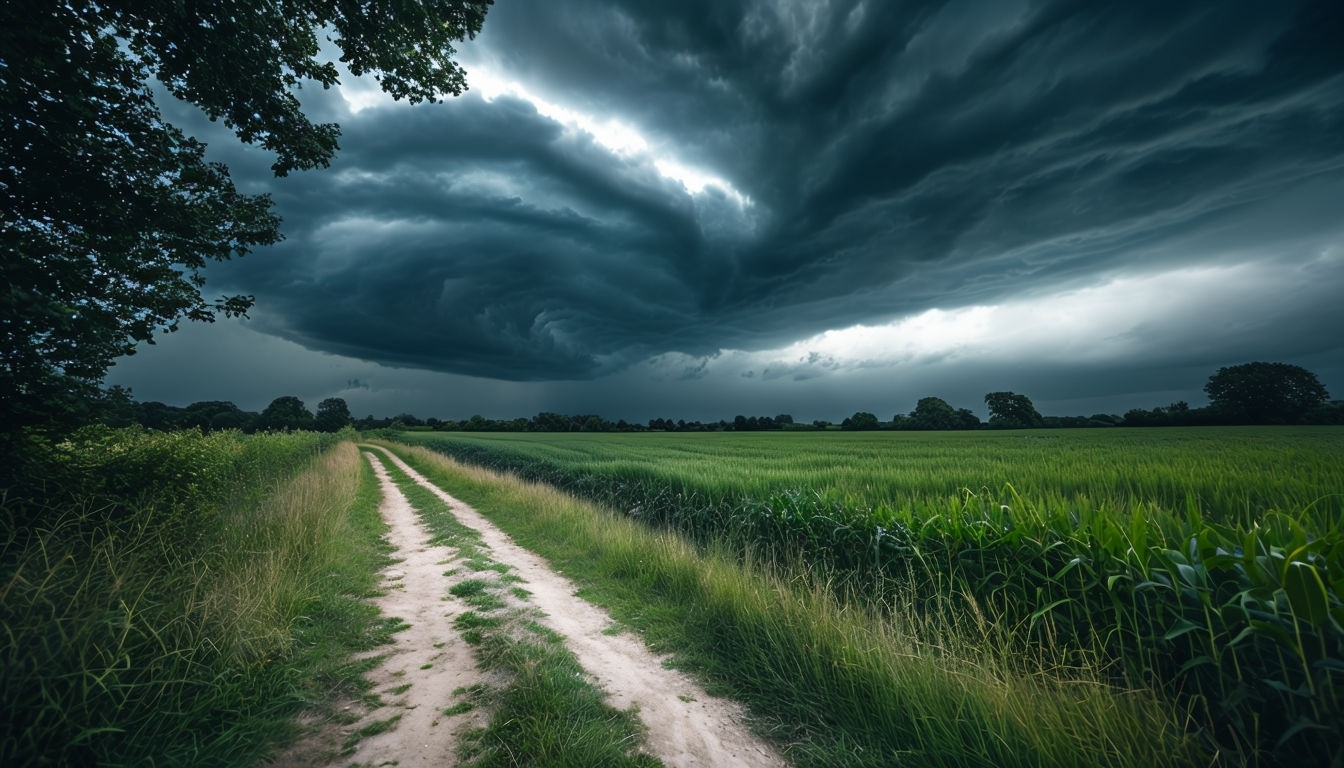 Dramatic Rural Landscape with Stormy Sky Virtual Background