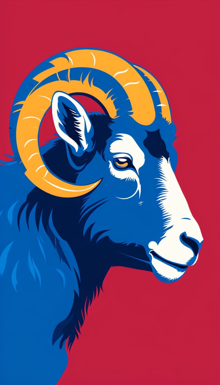 Bold Cobalt Blue Ram's Head Graphic Illustration Mobile Wallpaper