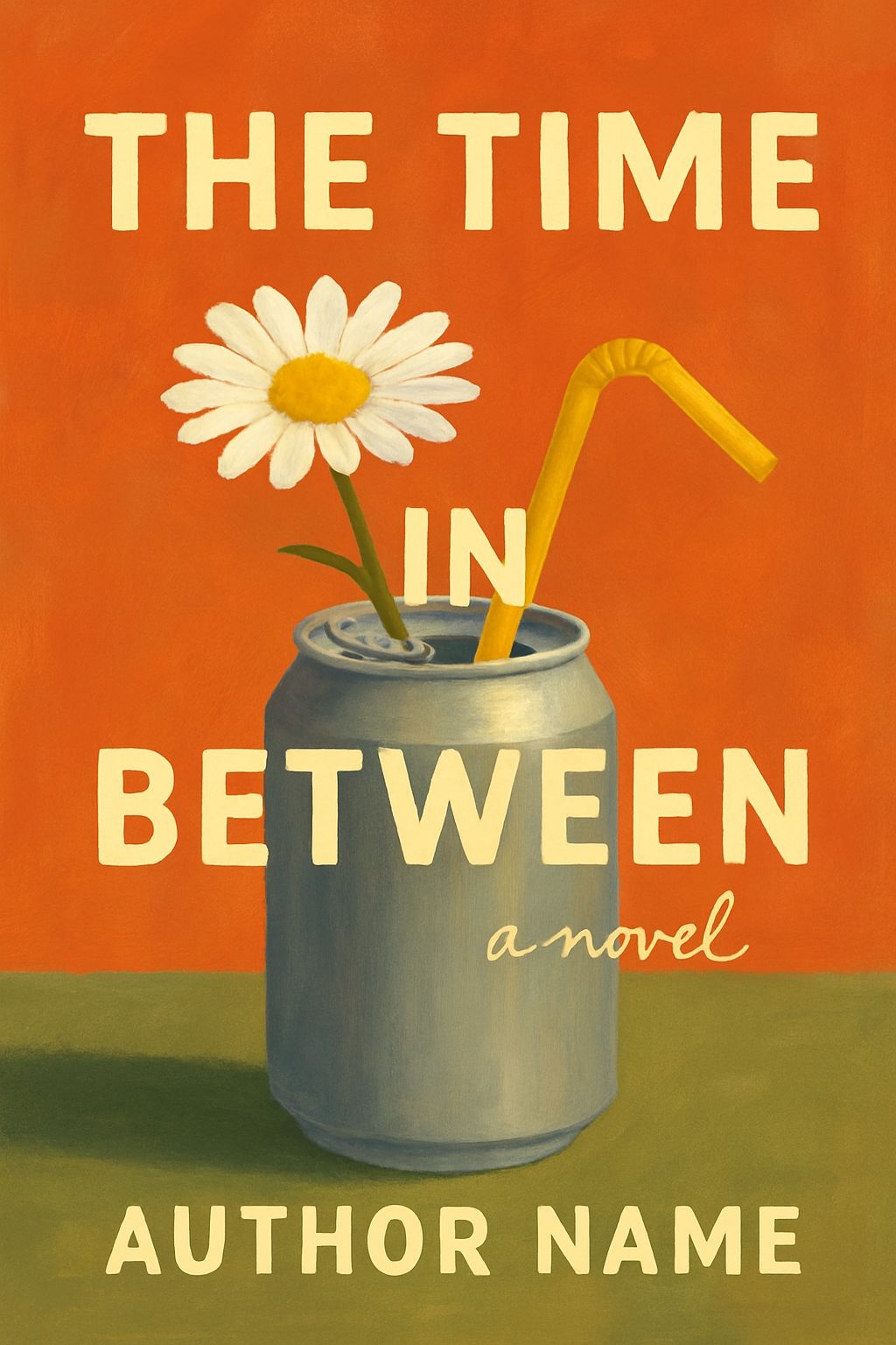 Surrealistic EBook Cover Featuring Light Gray Soda Can and Daisy