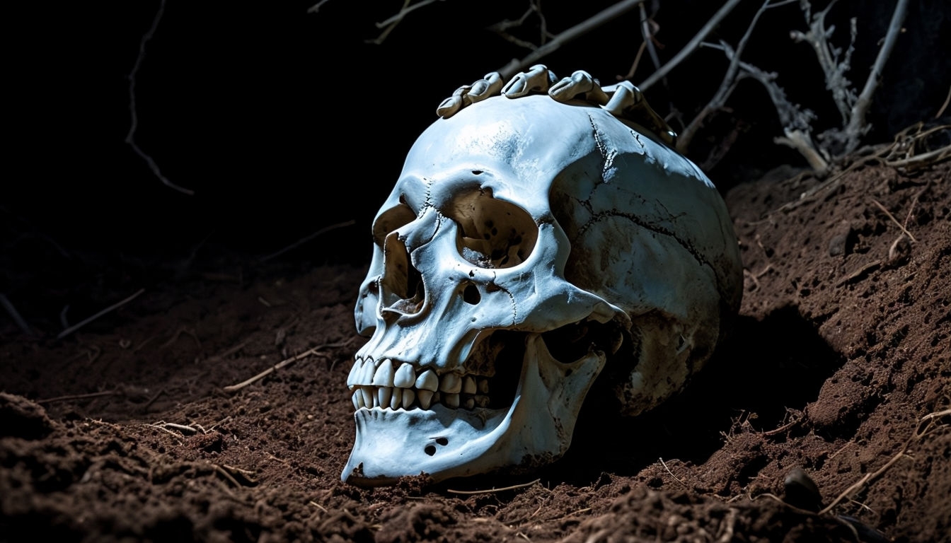 Eerie Skull and Shadows Dark Photography Virtual Background