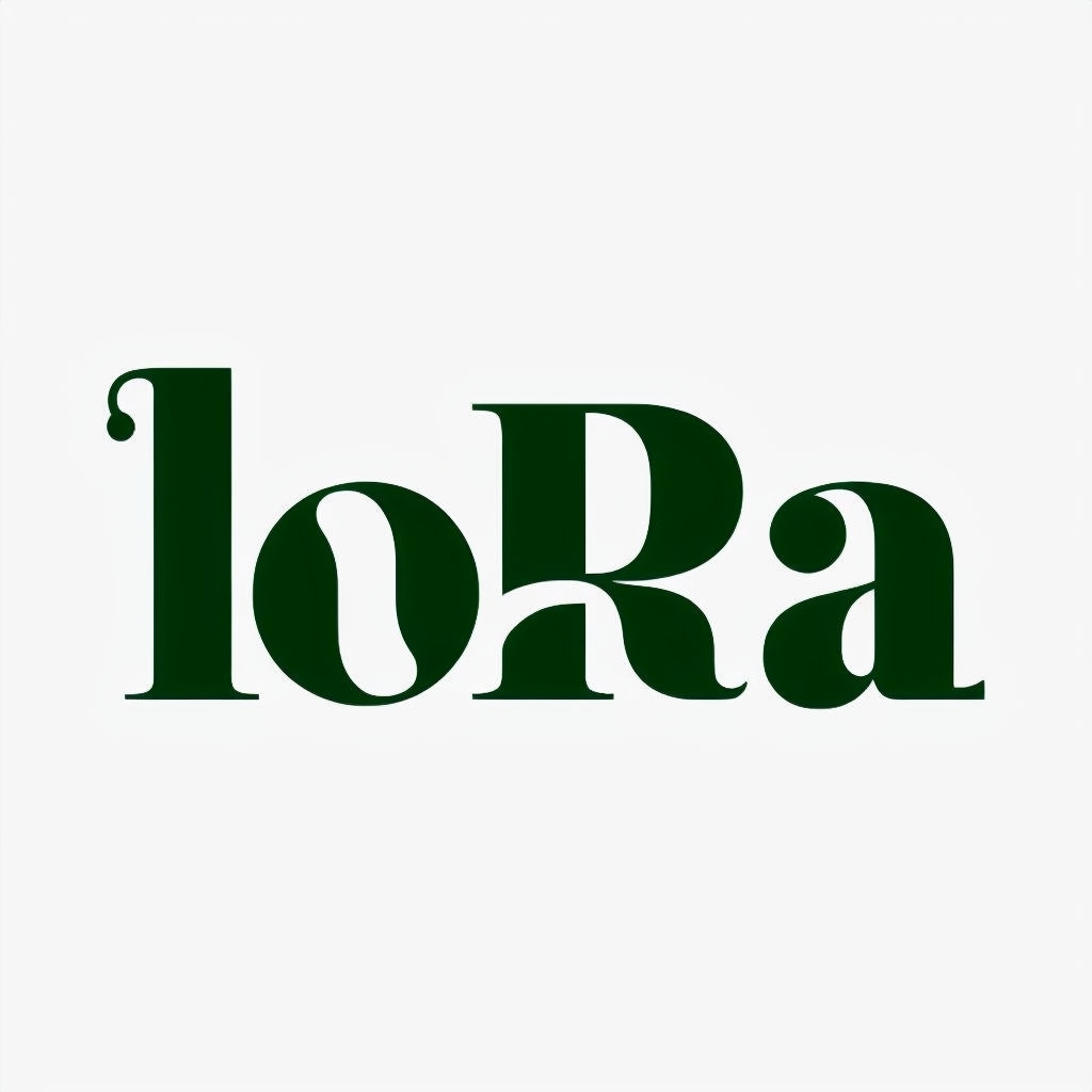 Modern Minimalist Dark Green loRa Logo Design on White Background Logo