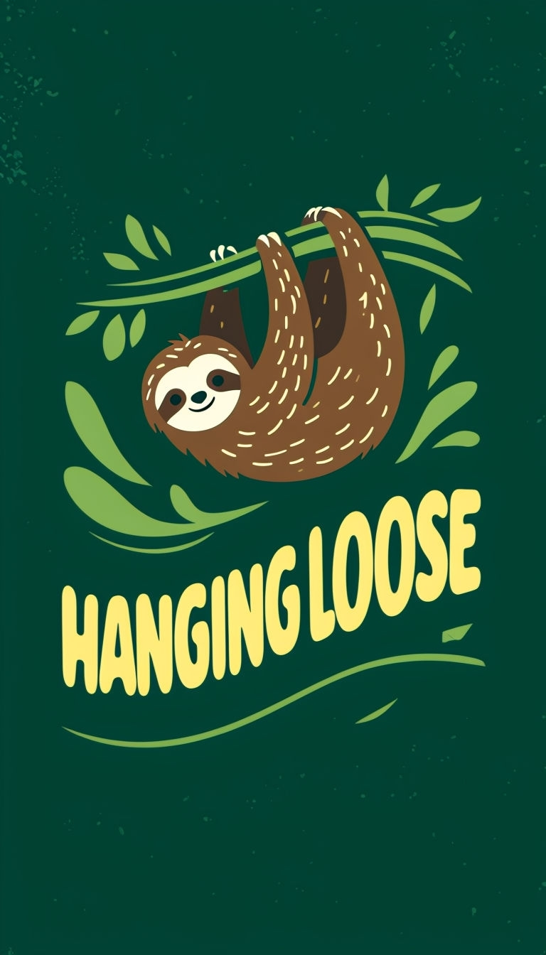 Cute Smiling Sloth Hanging Loose Illustration Phone Case Cover