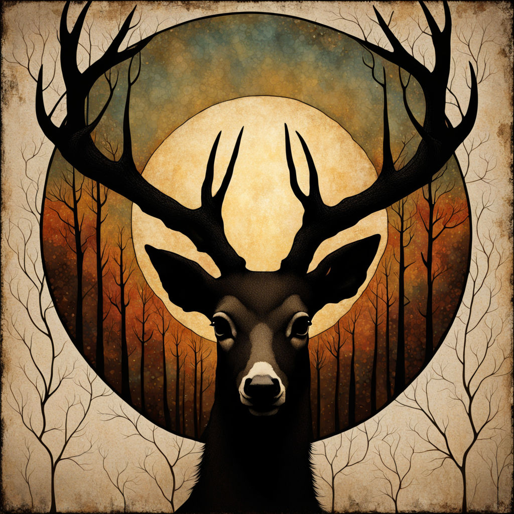 Head of the deer silhouette in the center by Ivan Turkovsky - Playground