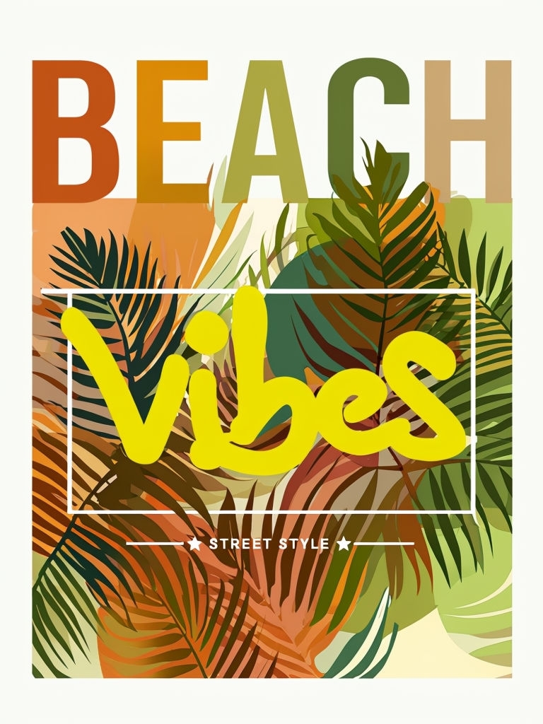Tropical Beach Vibes Colorful Graphic T-Shirt
