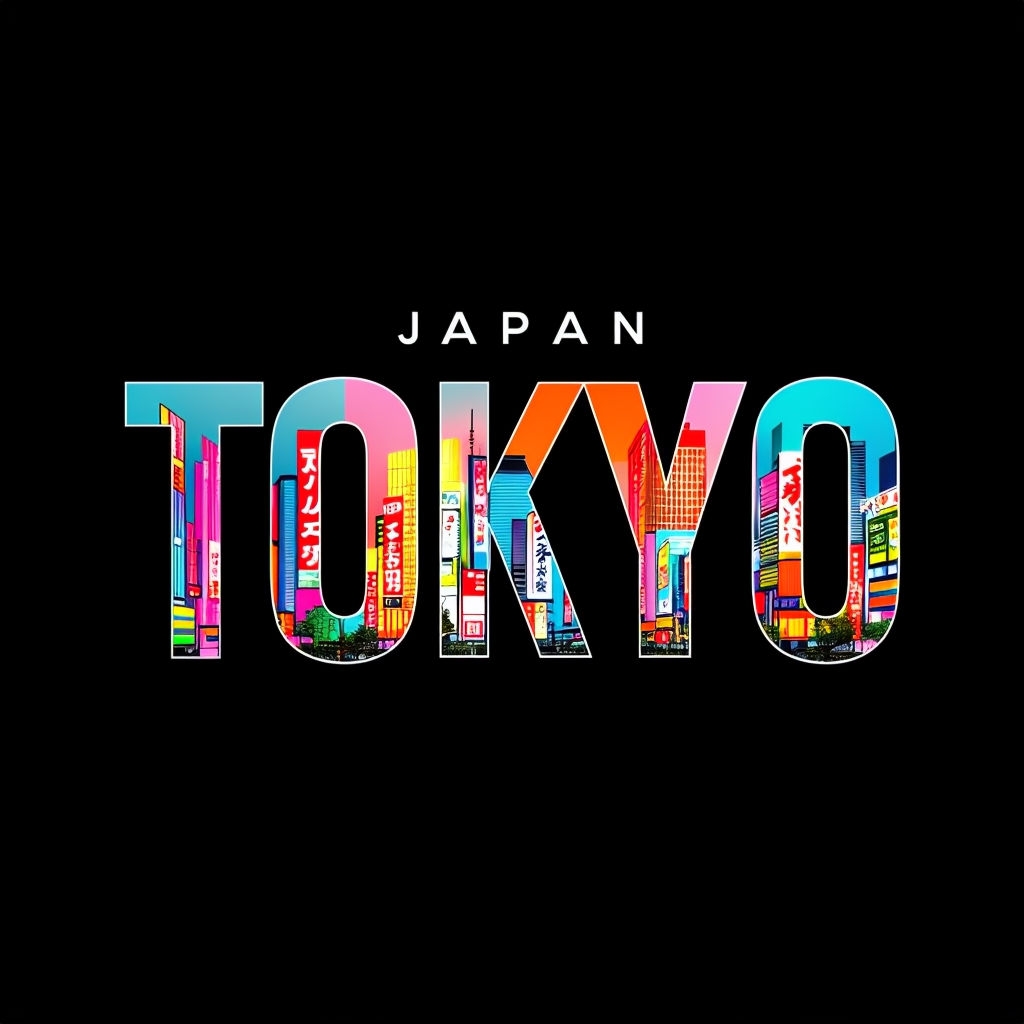 Vibrant Tokyo Urban Landscape Graphic T-Shirt