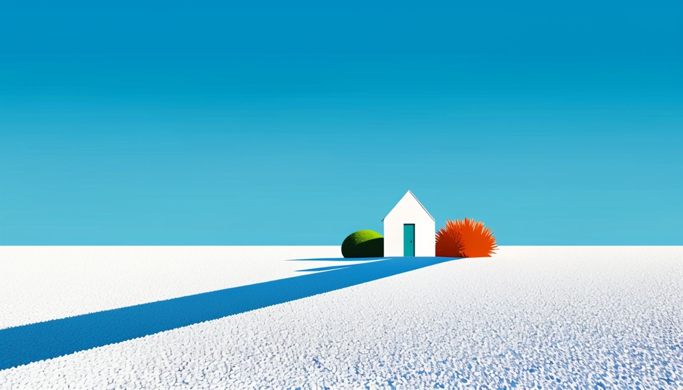 Minimalist Serene Landscape with White House Virtual Background