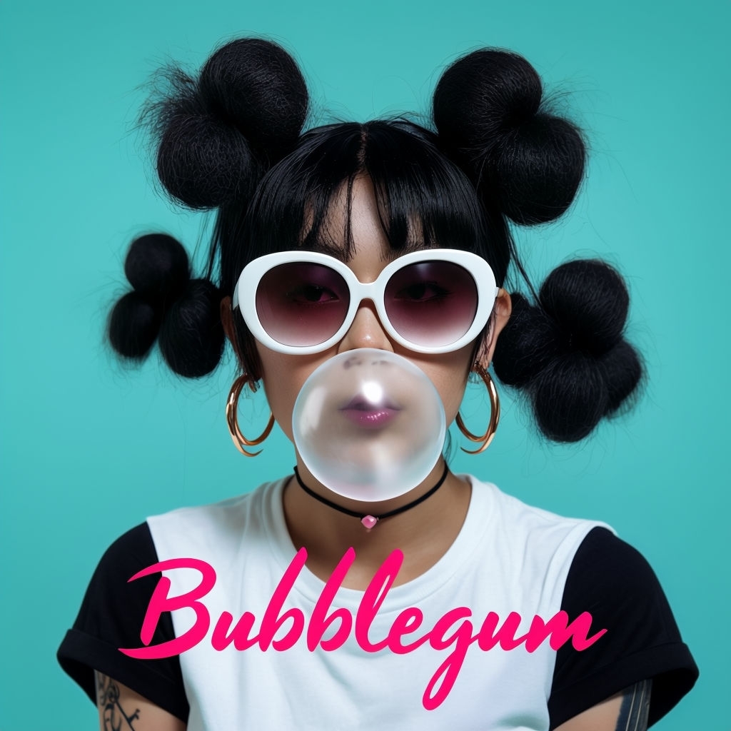 Trendy Portrait with Bubblegum and Unique Hairstyle for Album Cover Spotify Album Cover