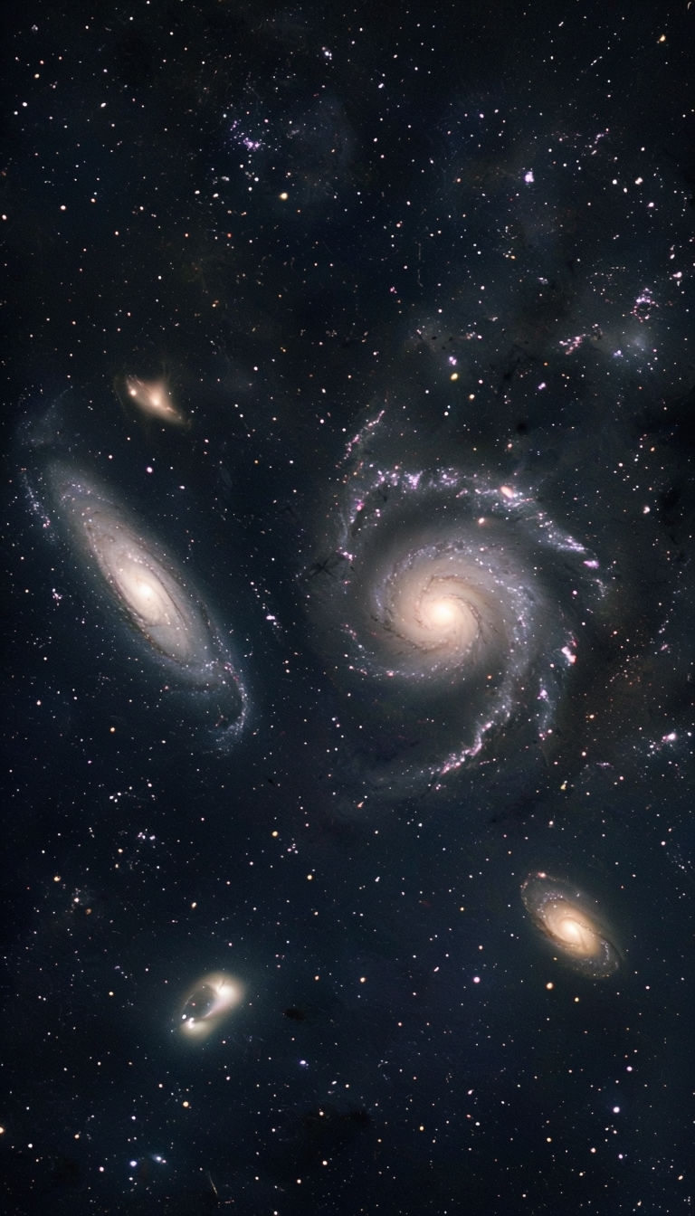 Stunning Cosmic Starfield with Prominent Galaxies Mobile Wallpaper