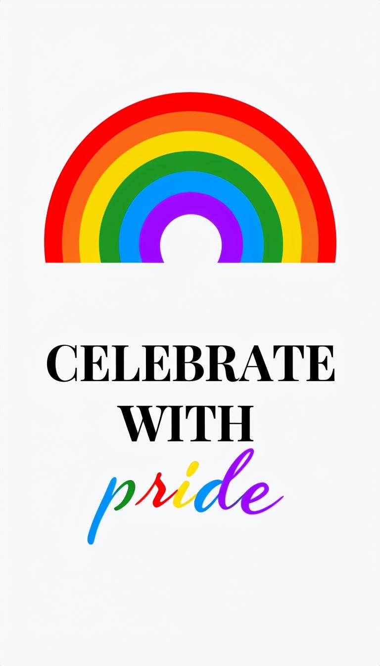 Vibrant Rainbow Celebrate with Pride Minimalist Graphic Social Media Post