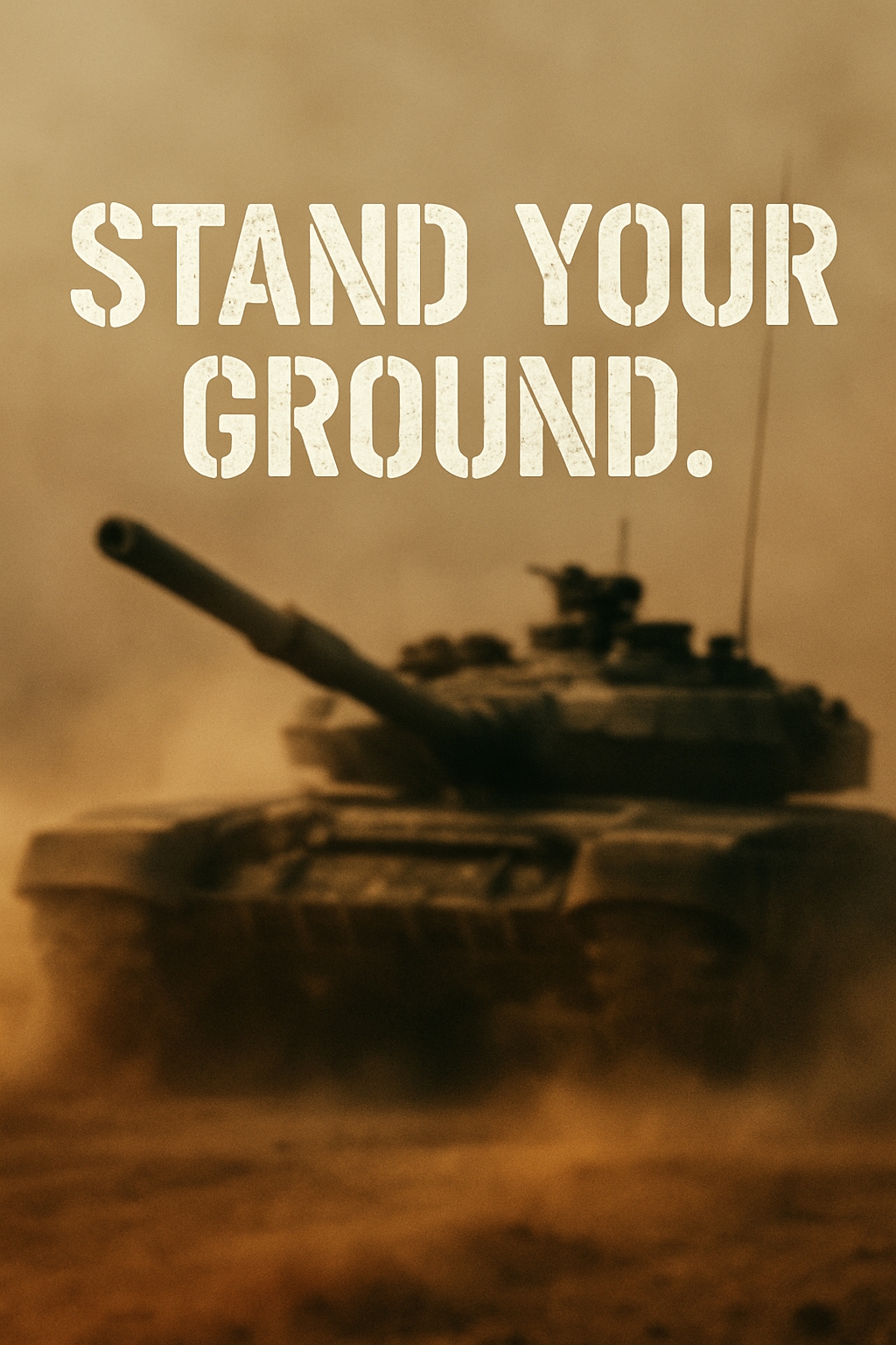 Intense Military Tank Moving Through Dusty Environment Mobile Wallpaper