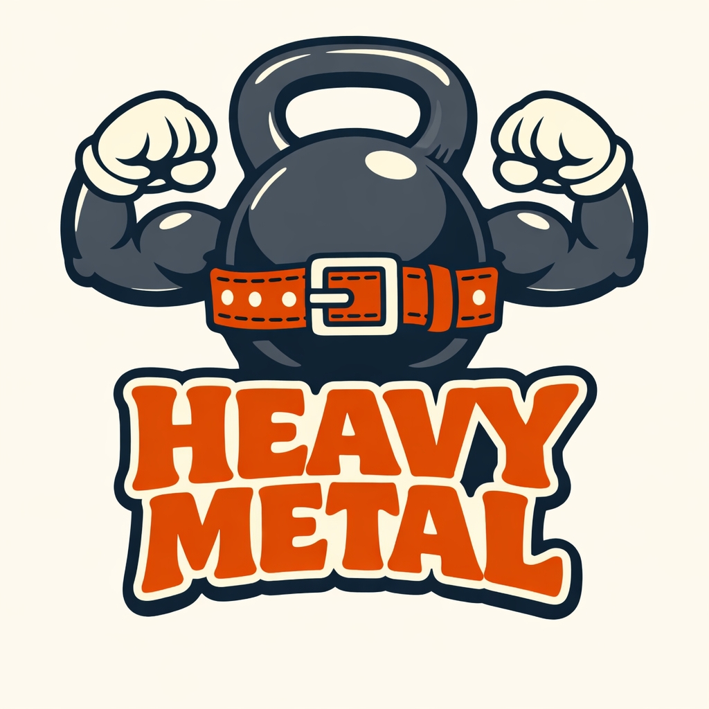 Heavy Metal Cartoon Kettlebell with Muscular Arms T-Shirt