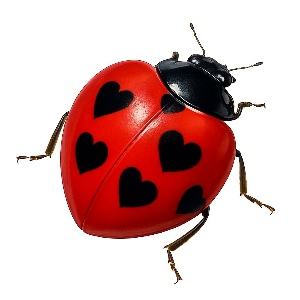 Charming Ladybug Heart Design Illustration Sticker