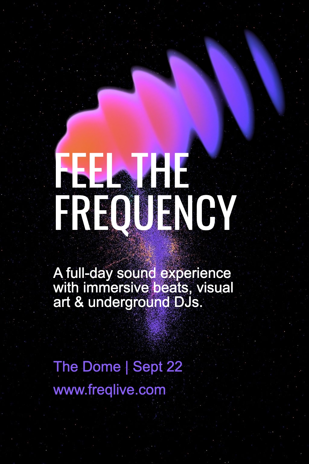 Vibrant Cosmic Feel The Frequency Event Poster Design Flyer