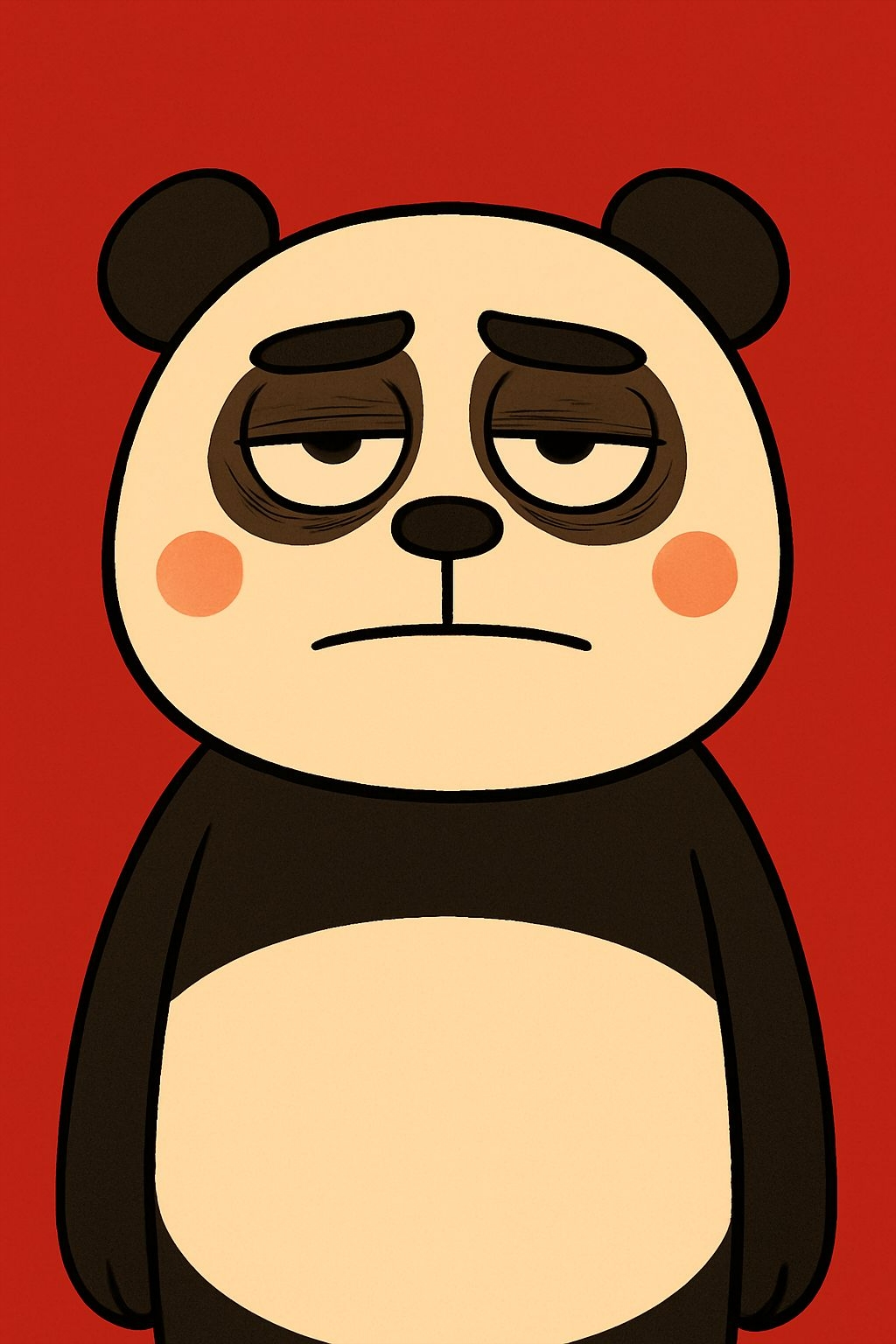 Tired Panda Character Cartoon Illustration T-Shirt