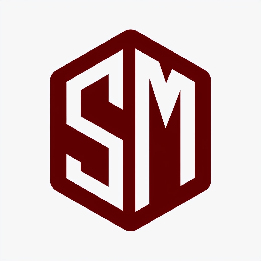 Modern Minimalist SM Block Logo Design Sticker