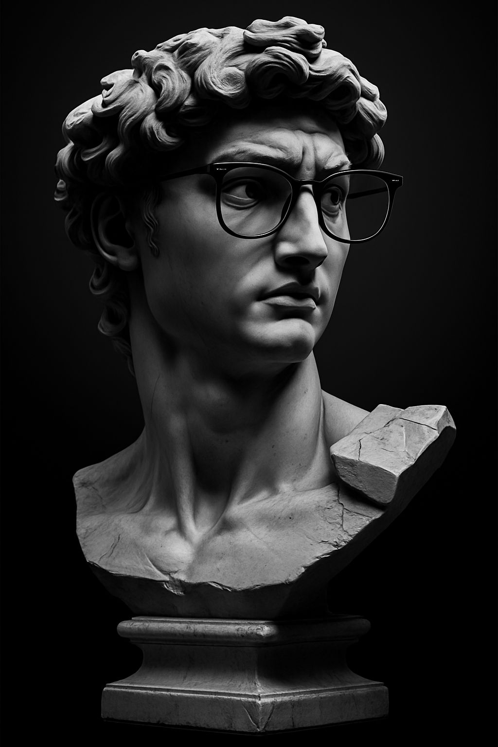 Classic Marble Bust with Modern Glasses T-Shirt