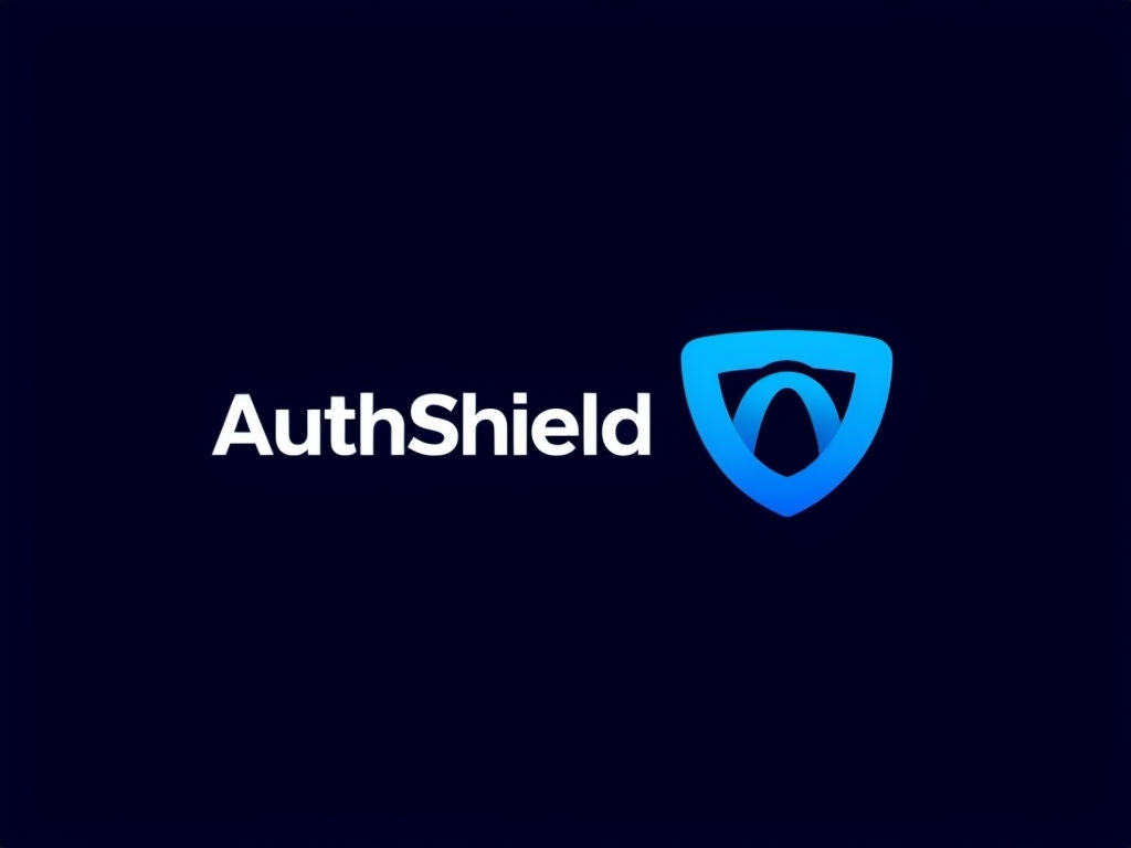 Modern Clean AuthShield Logo Design on Navy Blue Background