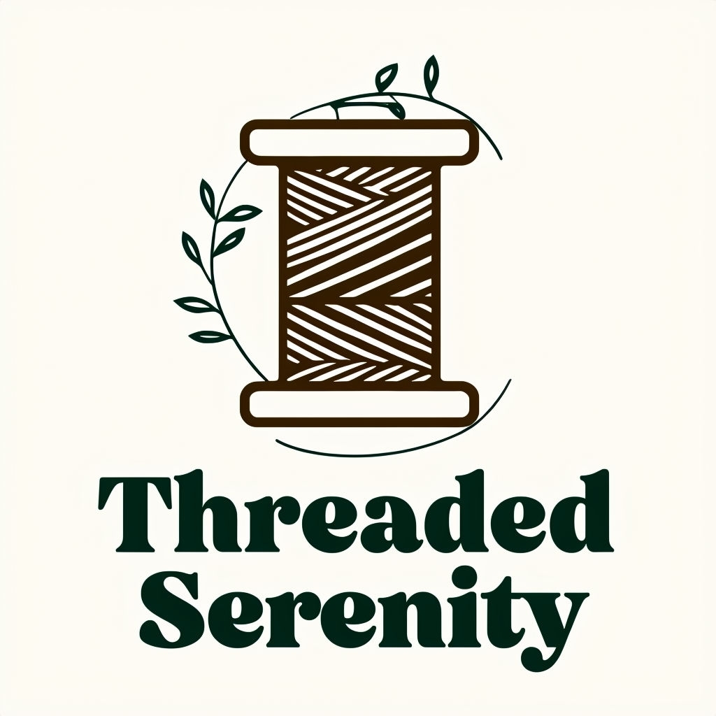 Minimalist Threaded Serenity Logo with Wooden Spool Design