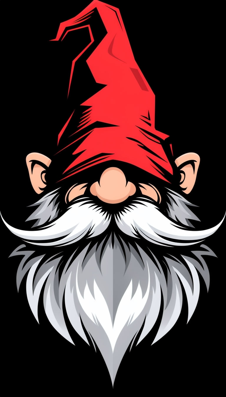 Whimsical Minimalist Gnome Face Vector Illustration Poster
