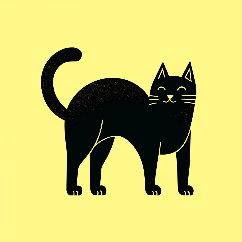 Playful Black Cat on Yellow Background Art for Hat Category