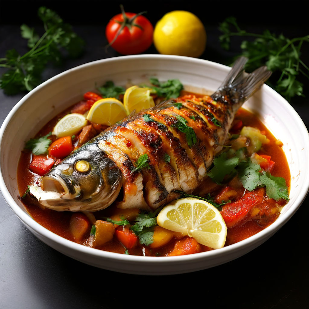 Make a realistic spanish style tilapia in a bowl by Tanya Joy Mercadero