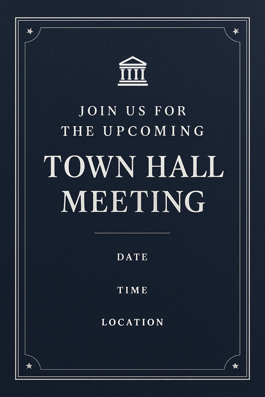 Elegant Town Hall Meeting Invitation Poster Design for Events Card