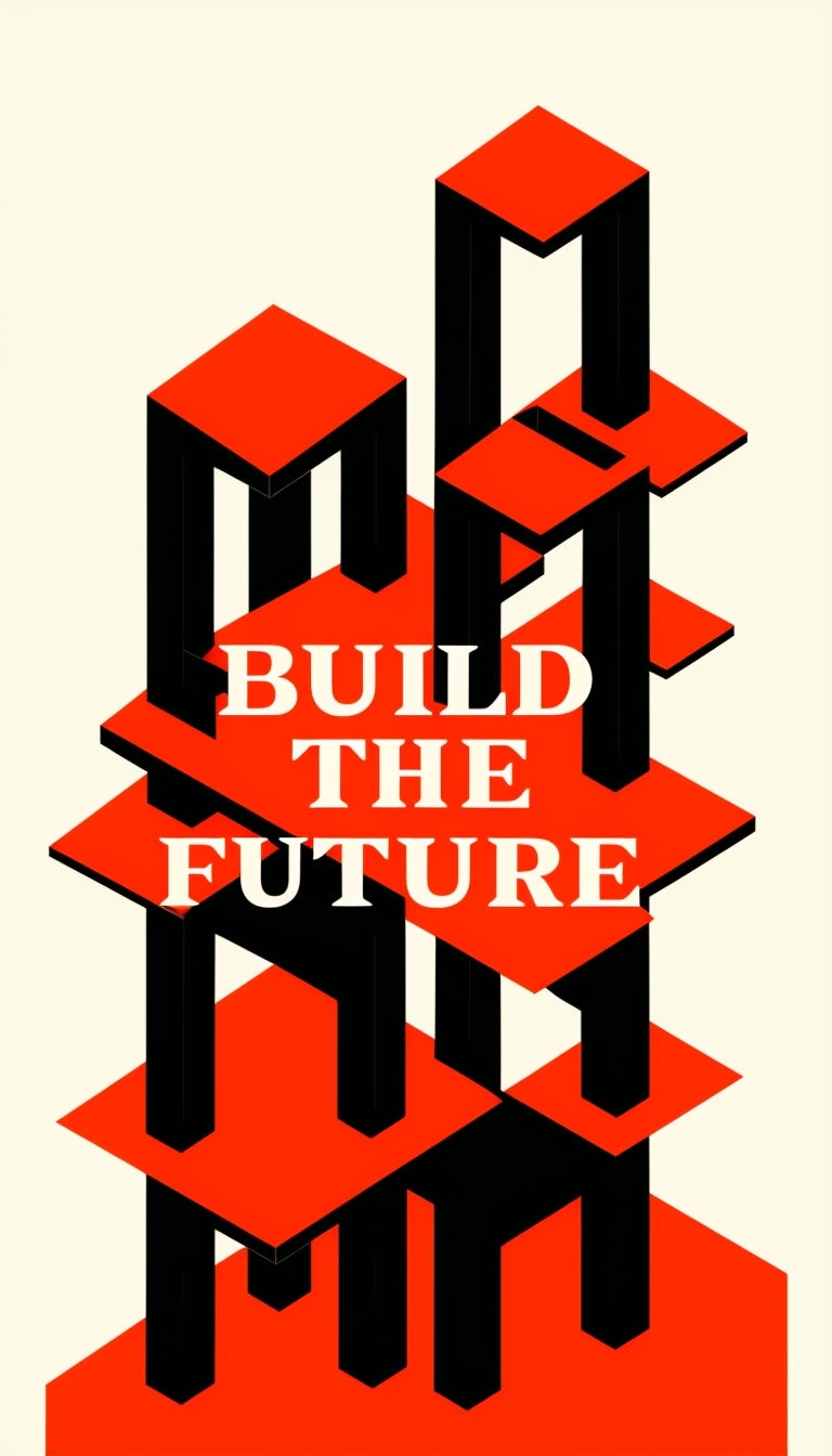 Bold Geometric Build the Future Design for Modern Mobile Wallpaper
