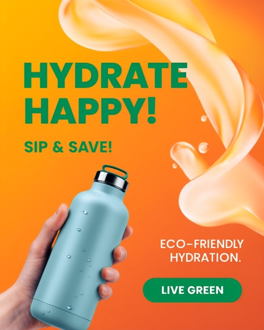 Dynamic Eco-Friendly Hydration Advertisement with Vibrant Colors Ads