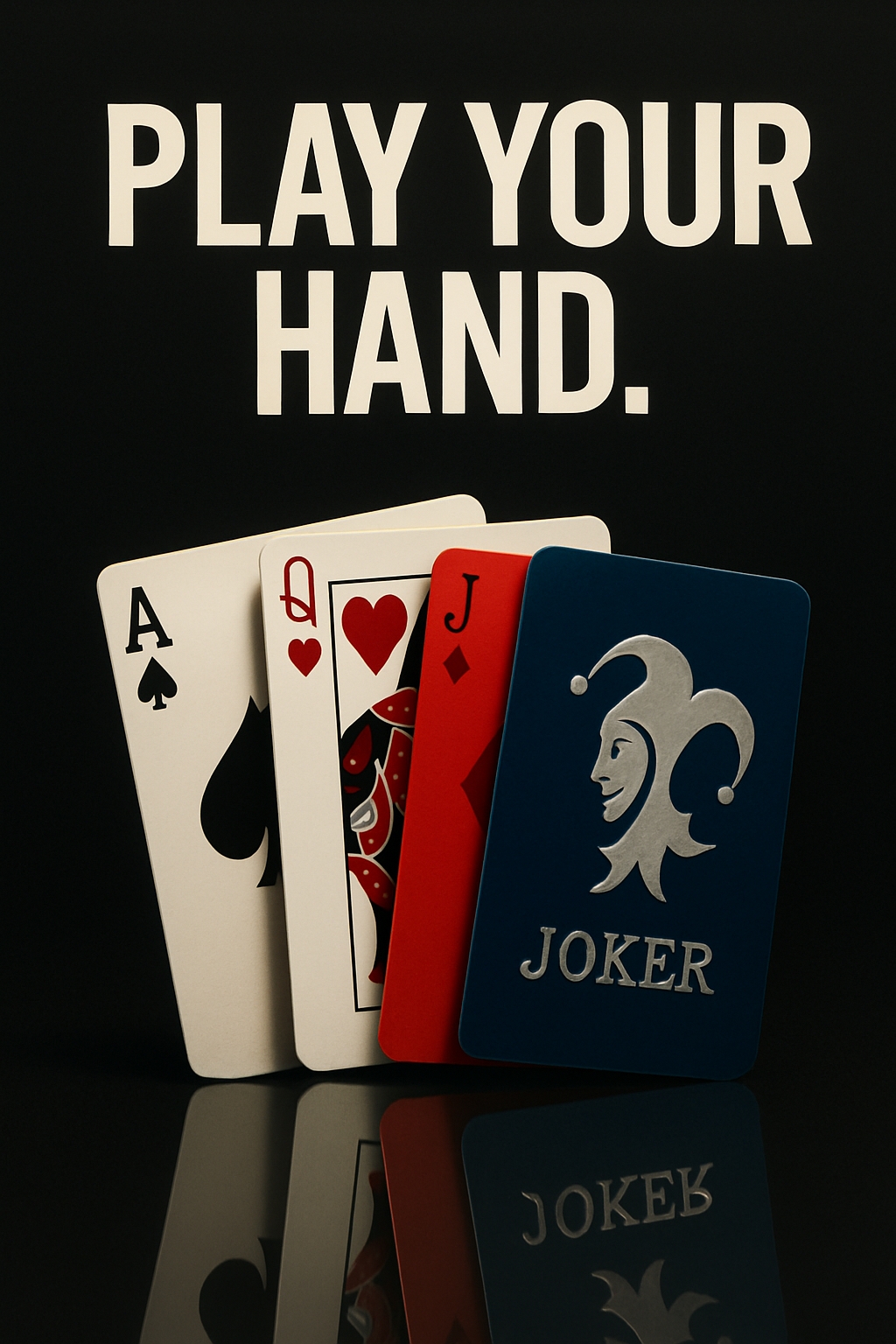 Minimalist Playing Cards Composition with Motivational Quote Poster