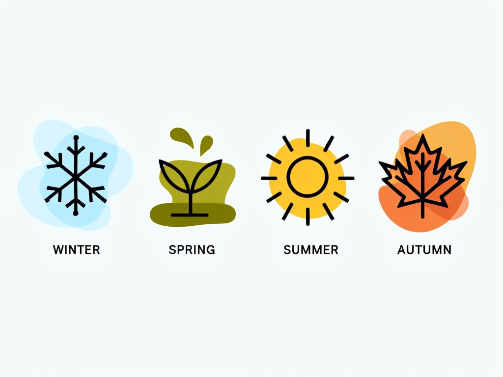 Stylized Minimalist Seasonal Icons Illustration Poster