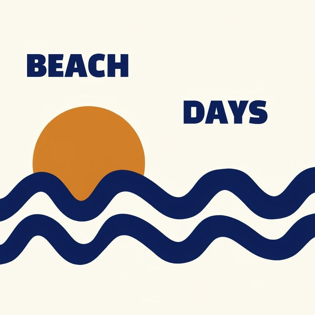 Minimalist Beach Days Wavy Lines Design Poster