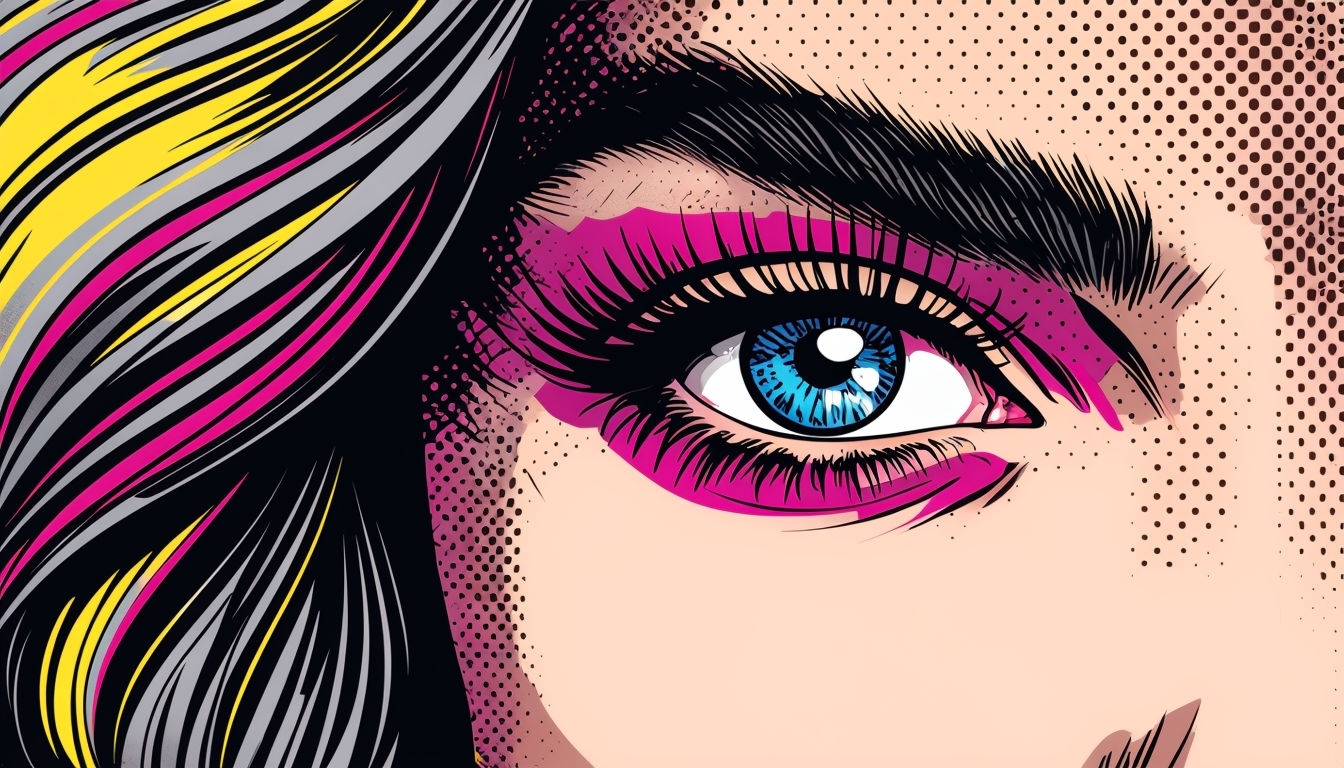 Vibrant Comic Art Woman's Eye Illustration Background for Virtual Backgrounds