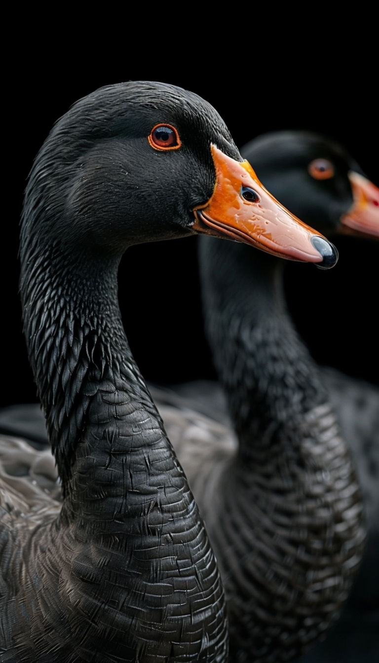 Serene Close-Up of Ducks with Vibrant Orange Features Mobile Wallpaper
