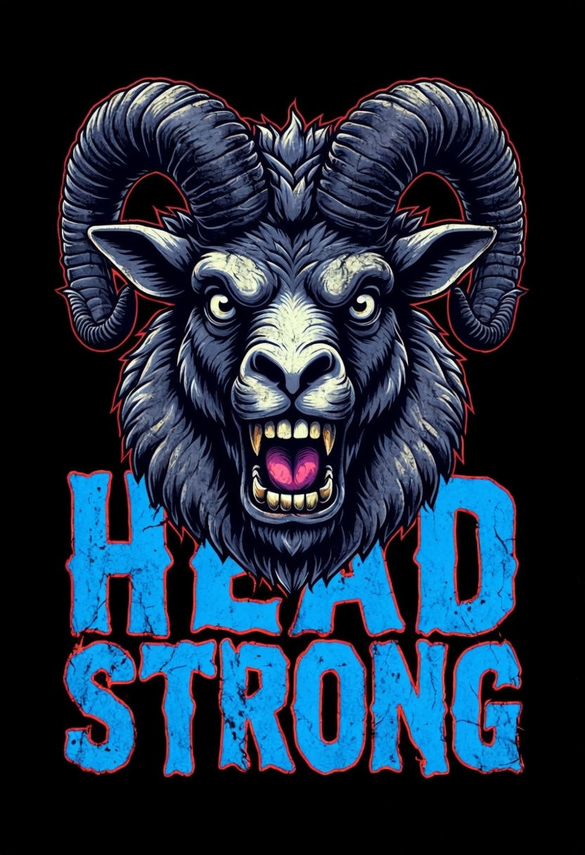 Vintage Ram's Head Fierce Graphic T-Shirt Design