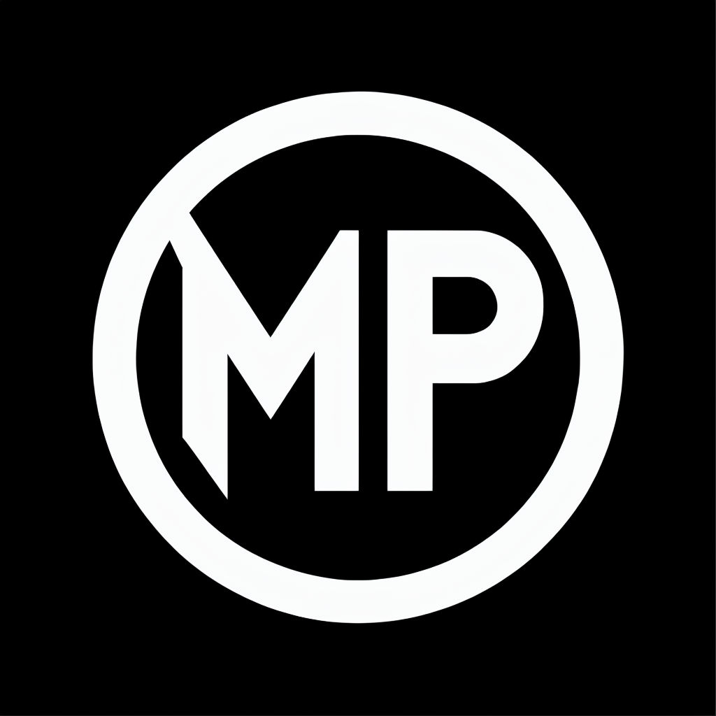 Modern Minimalist MP Logo Design on Black Background Monogram
