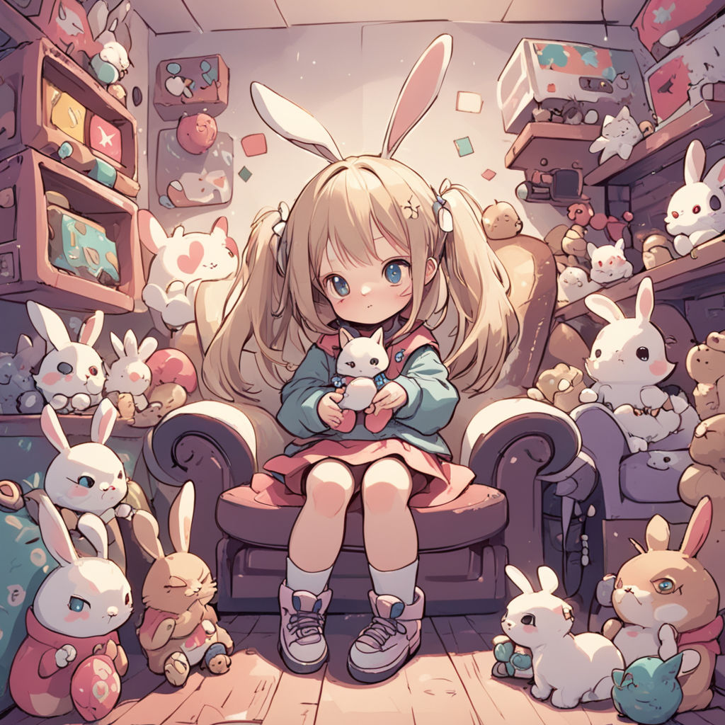 cute bunny plushie ear anime key visual