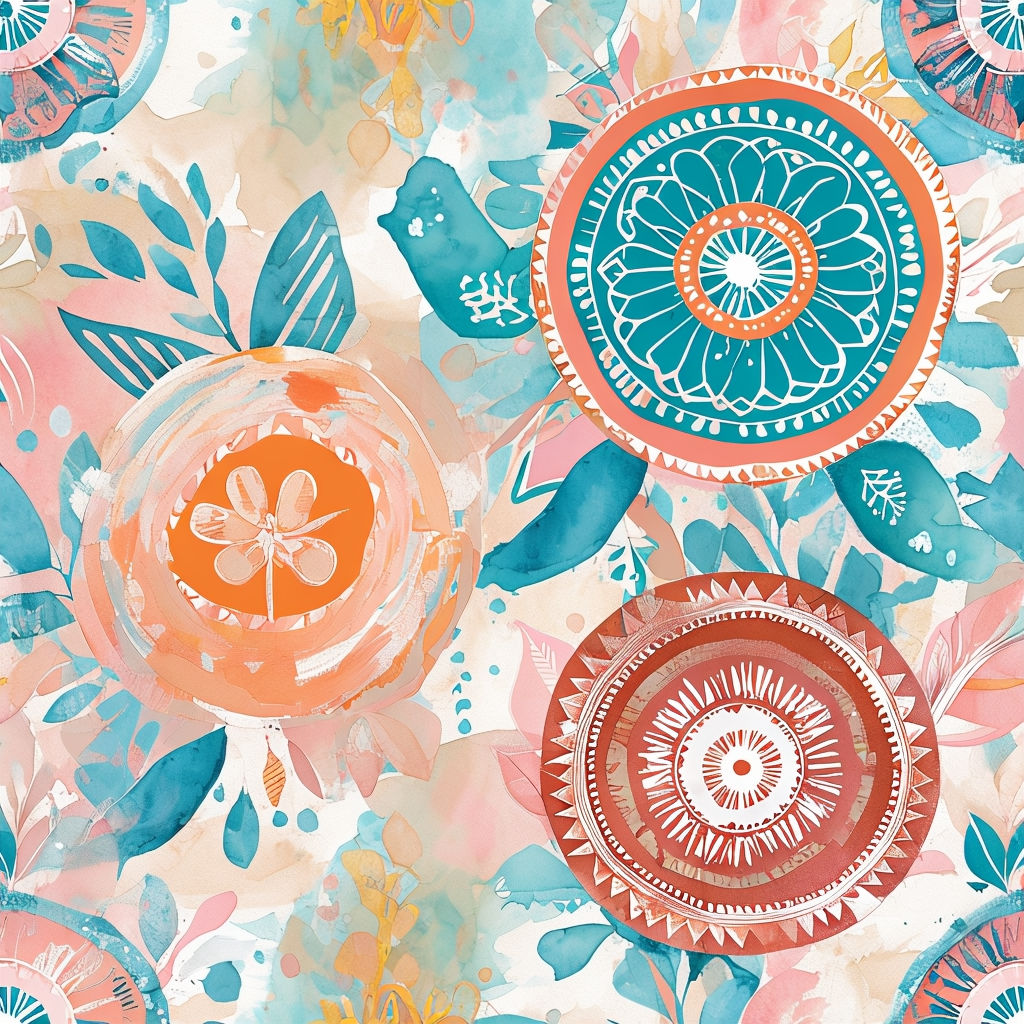 Vibrant Abstract Floral Mandala Seamless Pattern Design