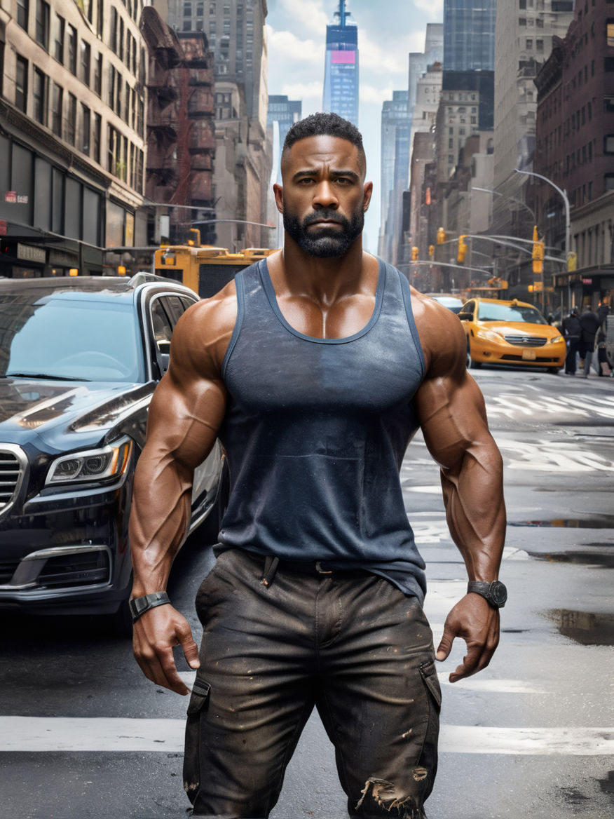 black man with strong muscles portrait