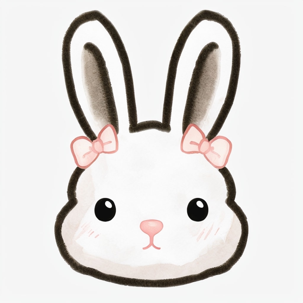 Cute Kawaii Watercolor Rabbit Face Illustration Mug