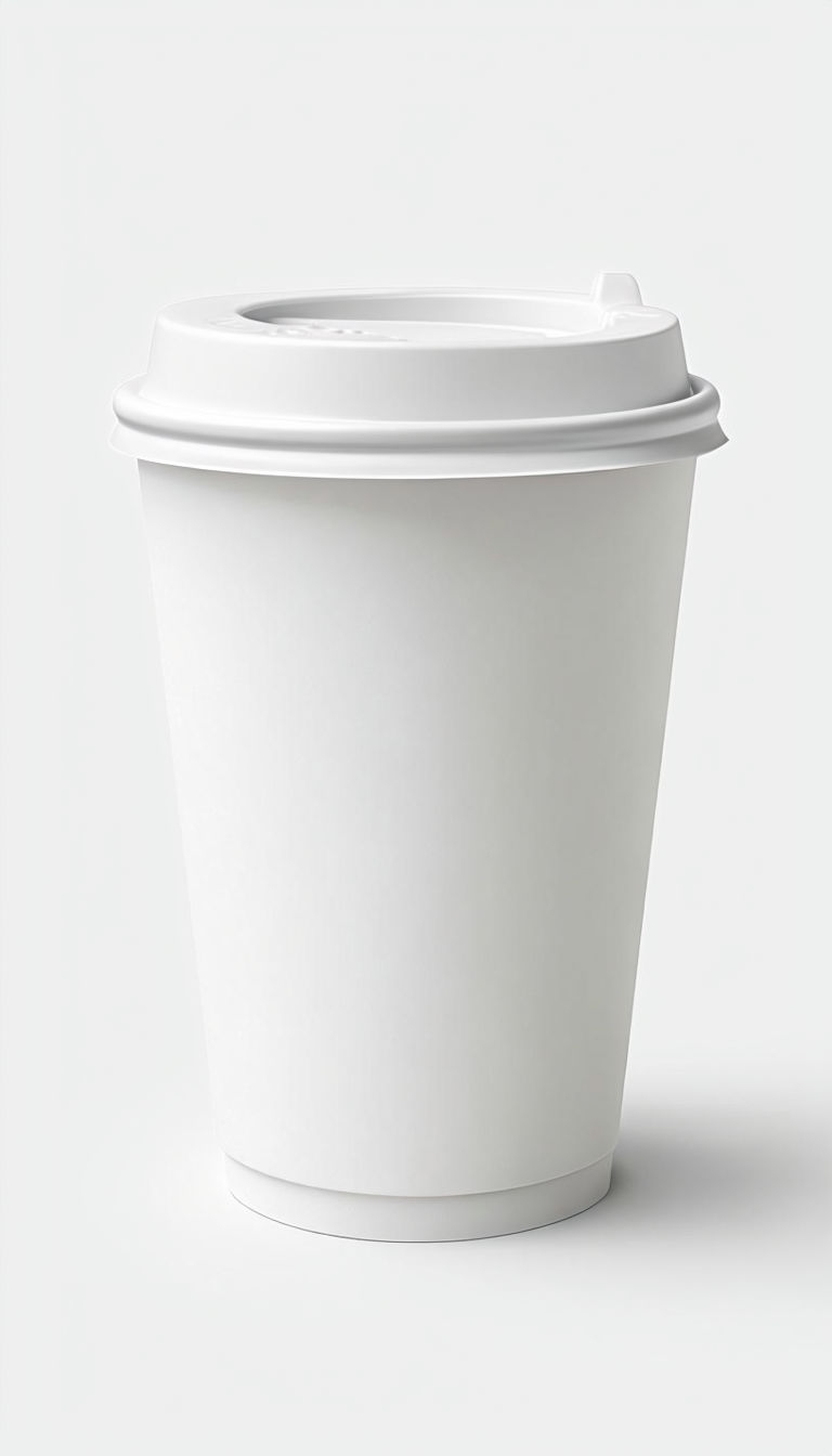 Minimalist White Disposable Coffee Cup Mockup Design