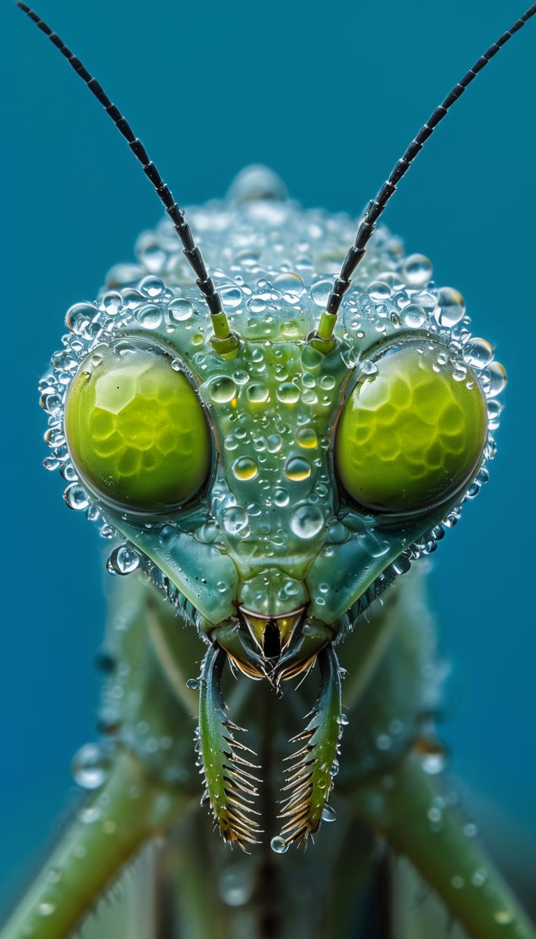 Hyperrealistic Close-Up of a Praying Mantis Head Mobile Wallpaper
