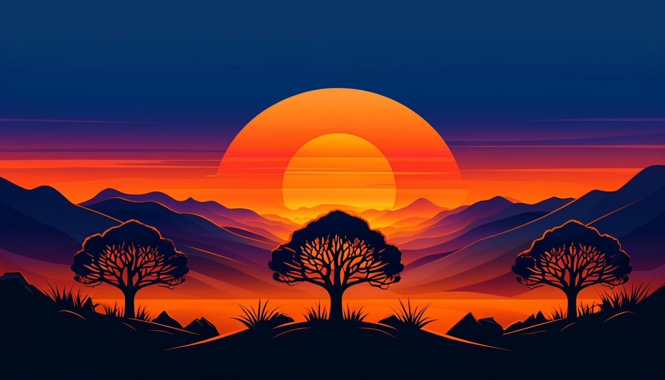 Stunning Twilight Sky and Mountain Landscape Virtual Background