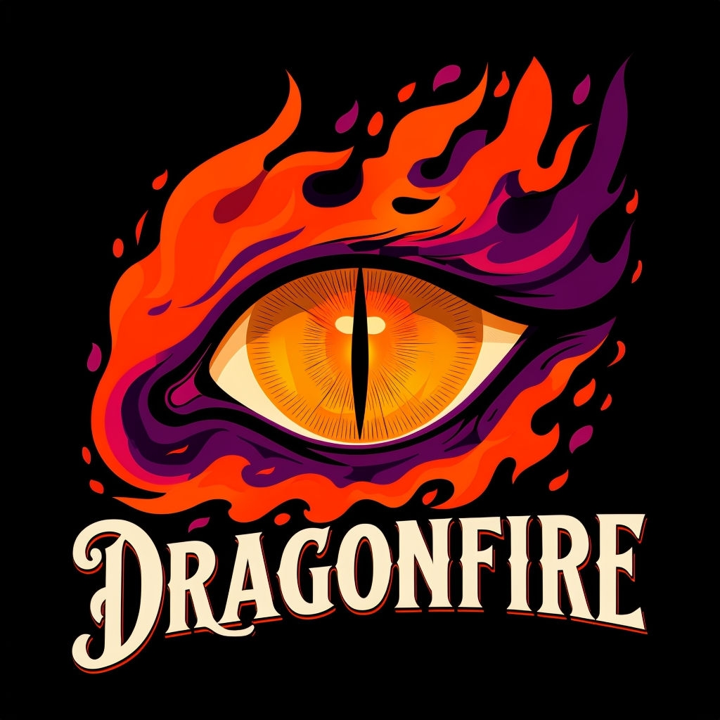 Vibrant Dragon Eye with Flamed Background T-Shirt