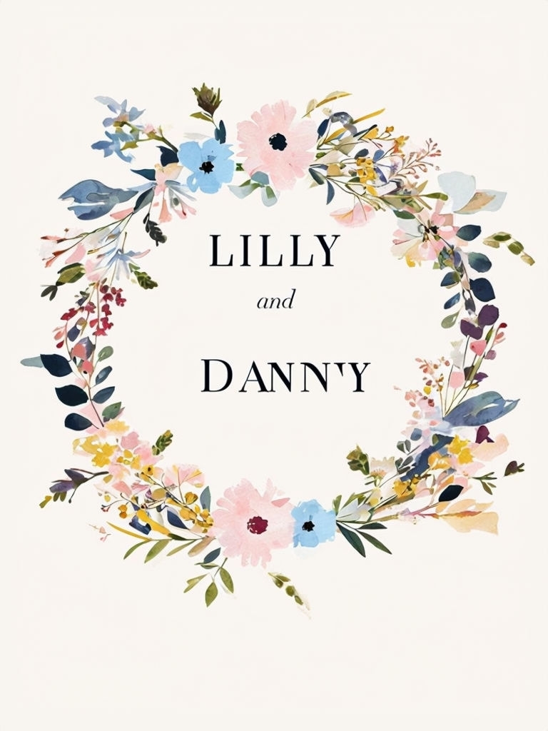 Elegant Floral Wreath Wedding Invitation Design for Lilly and Danny Cards & Invites