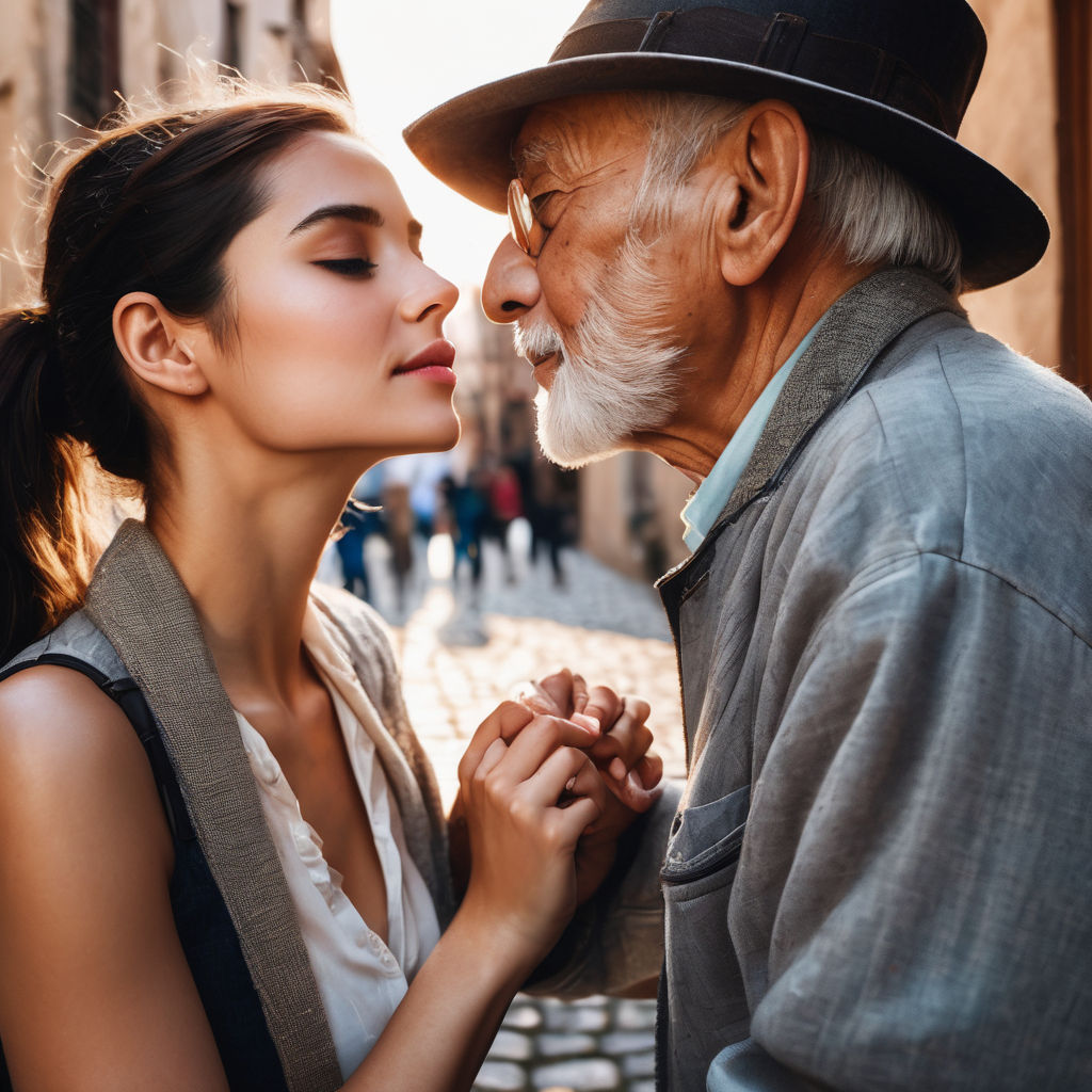 Picture of a man kissing a woman