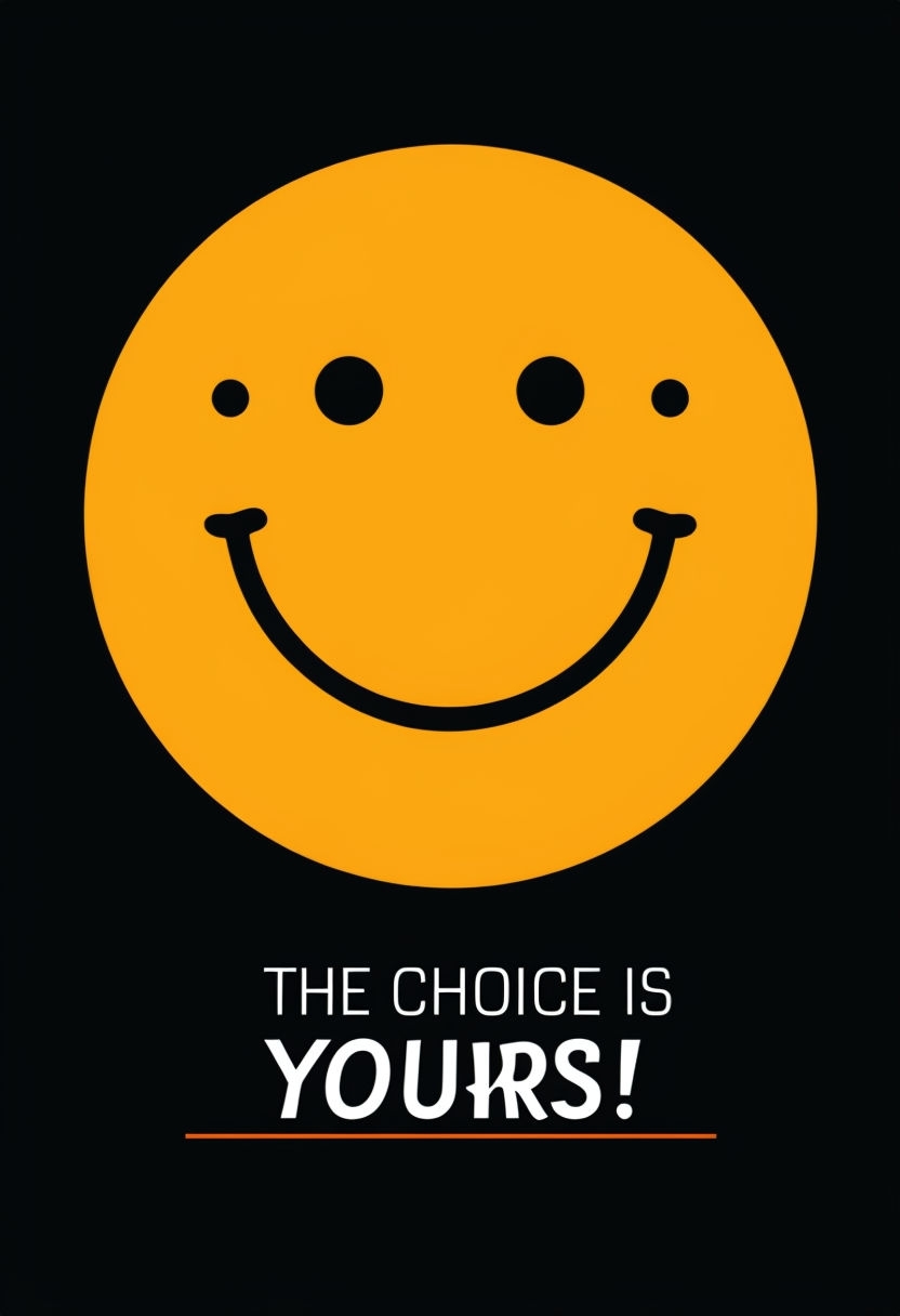 Minimalist Amber Smiley Face with Motivational Text Poster