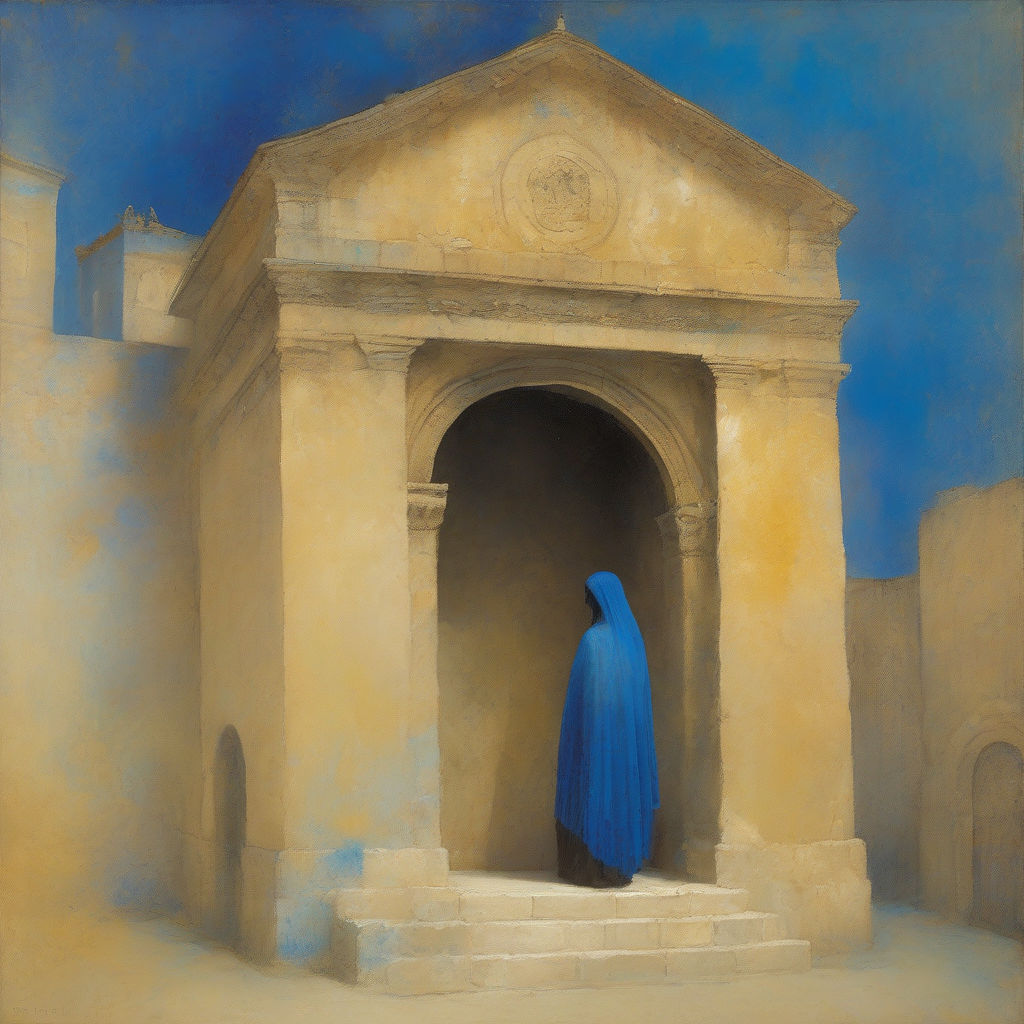 Odilon redon style paint about an ancient medieval shrine in... by ...