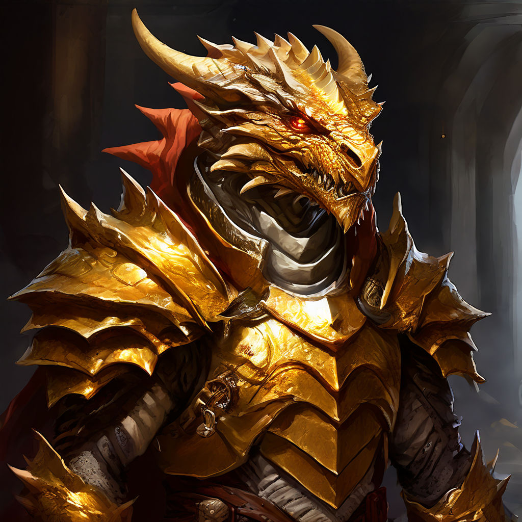 A golden Dragonborn Paladin from Dungeons and Dragons by K O Morita ...